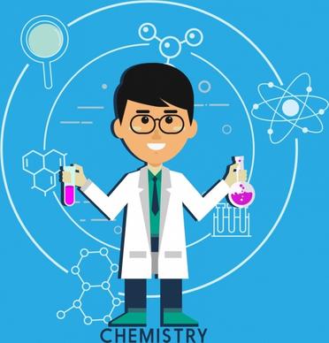 chemistry background scientist icon molecule symbols decor
