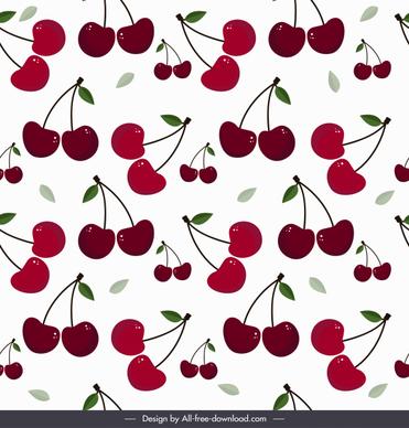 cherries pattern colored modern flat sketch