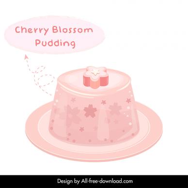 cherry blossom jelly pudding advertising template elegant modern decor