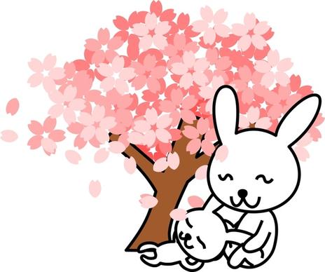 cherry blossoms rabbit