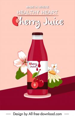 cherry juice advertising banner colorful flora decor