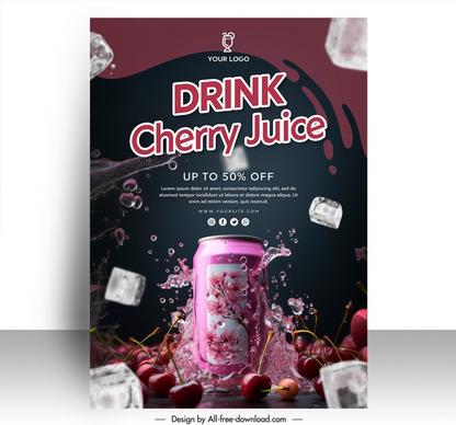  cherry juice poster template elegant dynamic 