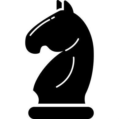 chess knight sign icon flat silhouette sketch