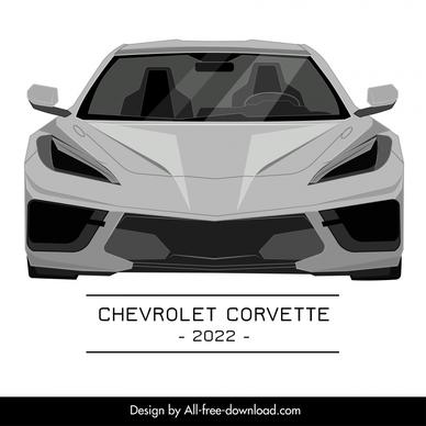 chevrolet corvette 2022 car model advertising template modern symmetric front view design