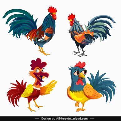 chicken icon classical design colorful cute cartoon sketch