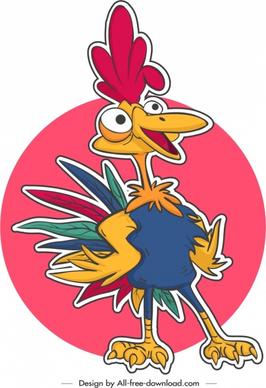 chicken icon sticker template colorful cartoon character design