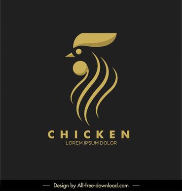 chicken logo template dark flat sketch