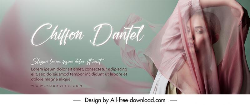 chiffon dantel profile facebook banner template realistic modern lady silk sketch