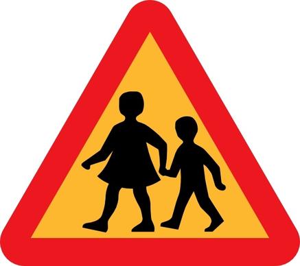 Child And Parent Crossing Road Sign clip art