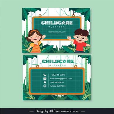 childcare business card template cute children nature elements