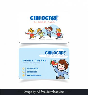 childcare business card template cute dynamic joyful kids
