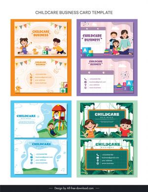 childcare business card templates collection cute joyful children cartoon 