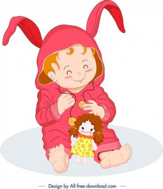 childhood background cute baby icon cartoon character