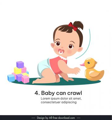 childhood design elements cute crawling baby 