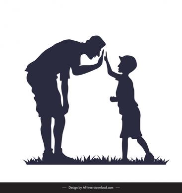 childhood design elements silhouette father son high five
