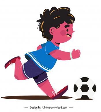 childhood icon boy playing football sketch cartoon design