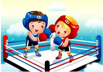 children boxing vector