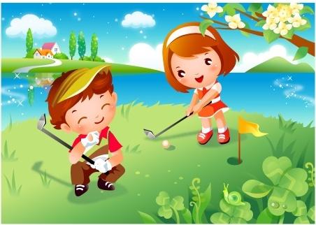 children clip art of golf