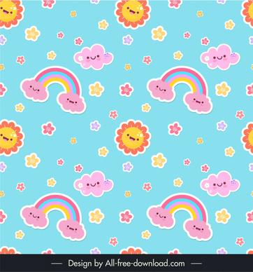 children pattern template cute repeating stylized sky elements