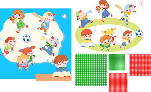 children playing with pattern vector