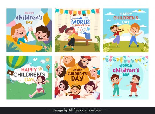 childrens day poster templates collection dynamic cartoon 