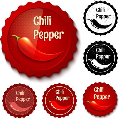 chili retro labels vector