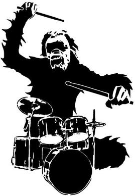 chimpanzees and drums design vector