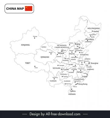 china map backdrop black white handdrawn outline