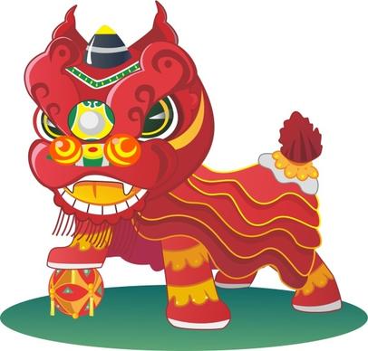 china styles lion cartoon vector