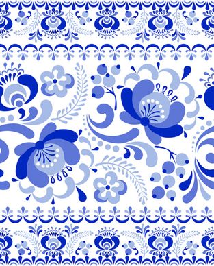 chinese blue and white seamless pattern vector