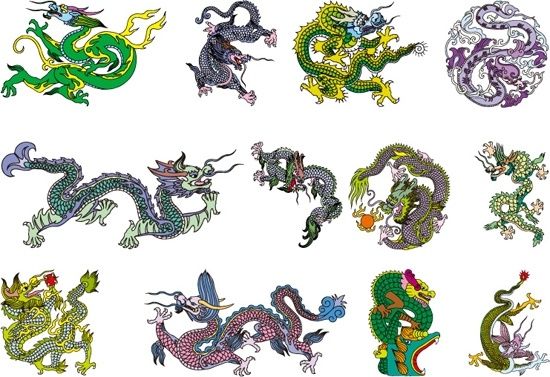 chinese classical dragon vector of the eight