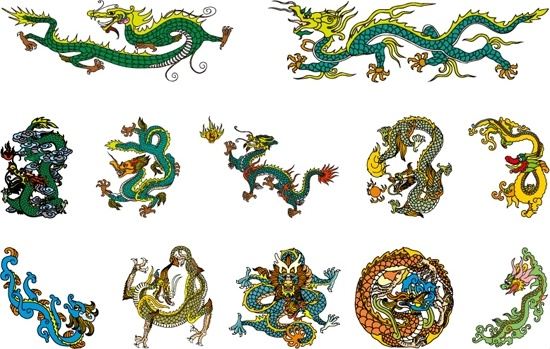 chinese classical dragon vector of the four