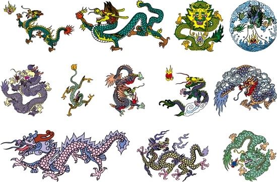 chinese classical dragon vector of the six