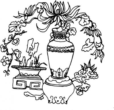 chinese classical vase vector