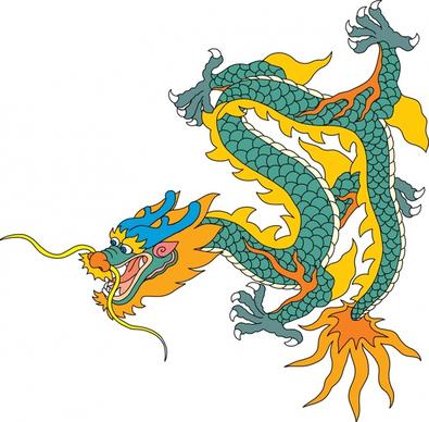 dragon icon traditional oriental model colored handdrawn