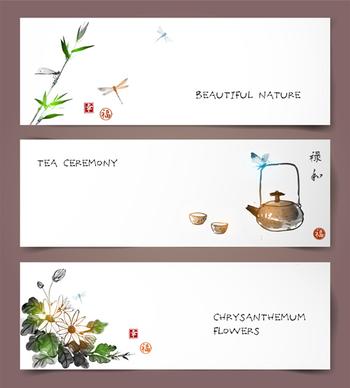 chinese painting styles banner vectors