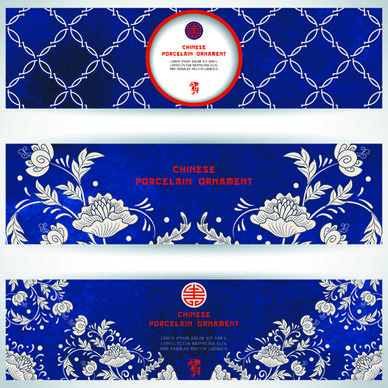 chinese porcelain ornament banner vector