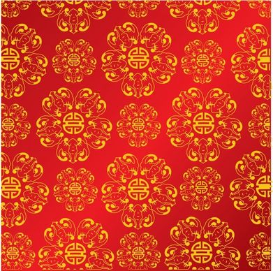 chinese pattern red yellow elegant repeating classic decor
