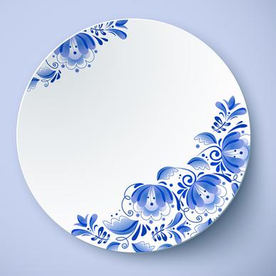 chinese style blue and white porcelain vector