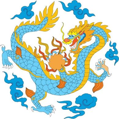 oriental dragon painting multicolored classical design