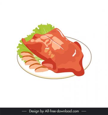 chinese traditional food icon roast duck sketch classical design