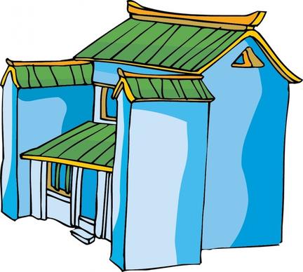 chinese traditional houses vector