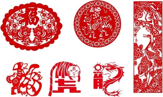 chinese traditional vector of ten papercut animals