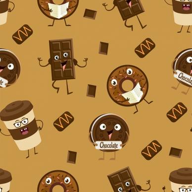 chocolate background stylized candies icons ornament