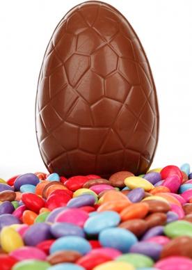 chocolate easter egg and candy
