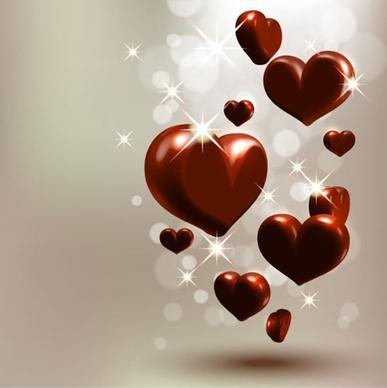 valentine background sparkling bokeh light 3d heart chocolates