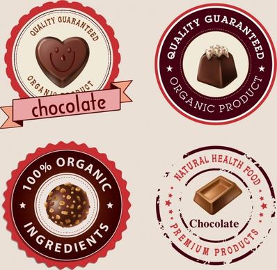 chocolate labels collection shiny circle decor