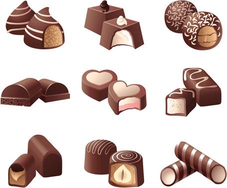 chocolate sweets icons vector set
