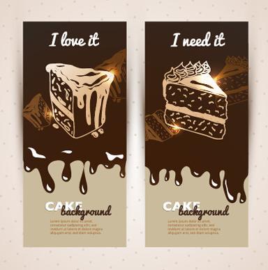 chocolate with cupcake banners background vector