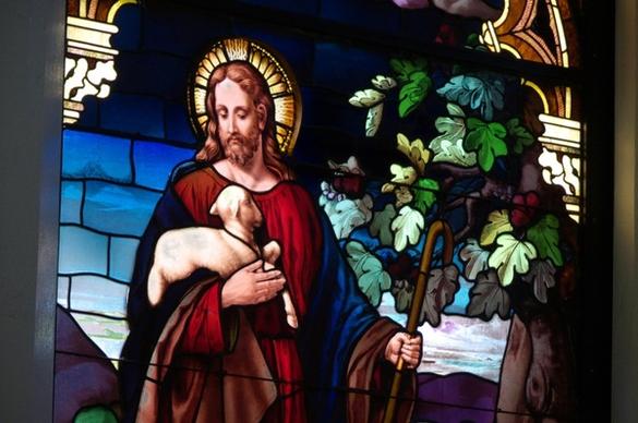 christ stained glass window kauai